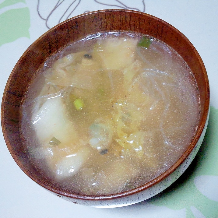 優しい♪チゲ風春雨スープ++